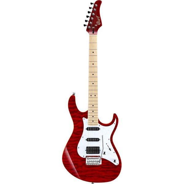 Cort G250 transparant red matching headstock - Elektrische gitaar - rood