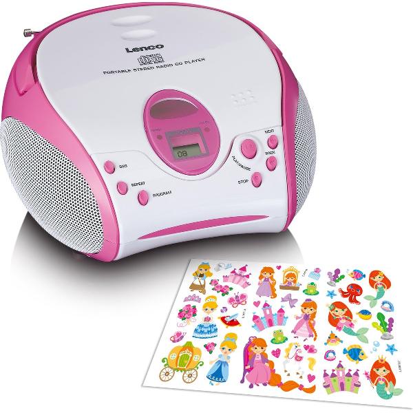 Lenco SCD-24PK kids - Draagbare stereo FM radio met CD-speler - Roze