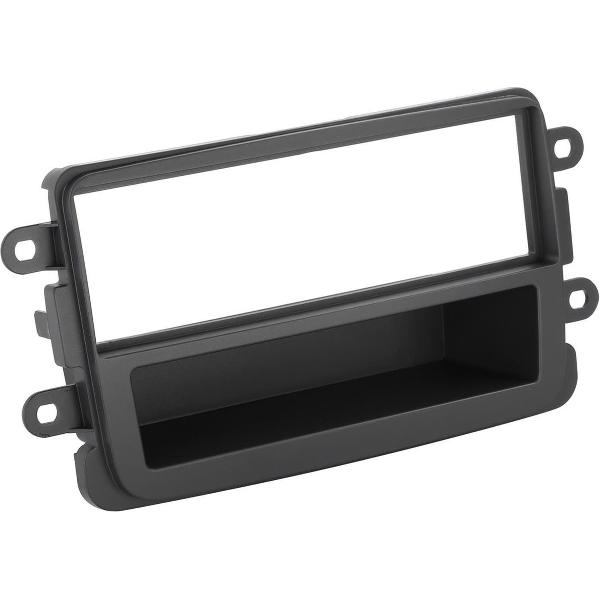 1-DIN Paneel met aflegbakje. Dacia Dokker/ Duster/ Lodgy 2012-2019 Kleur: Donkergrijs