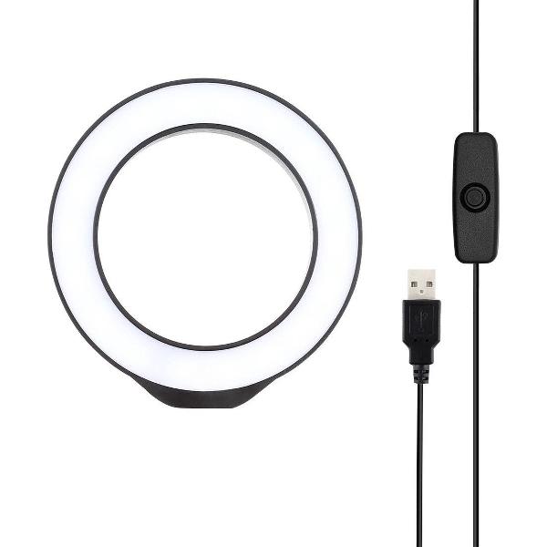 PULUZ 4.7 inch 12cm USB Wit Licht LED Ring Vlogging Fotografie Videolichten (Zwart)