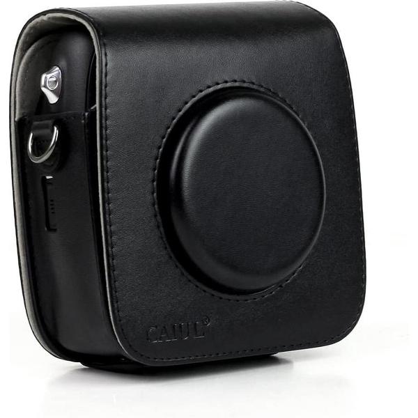 Vintage PU lederen cameratas beschermende tas voor FUJIFILM Instax SQUARE SQ10 camera, met verstelbare schouderriem (zwart)