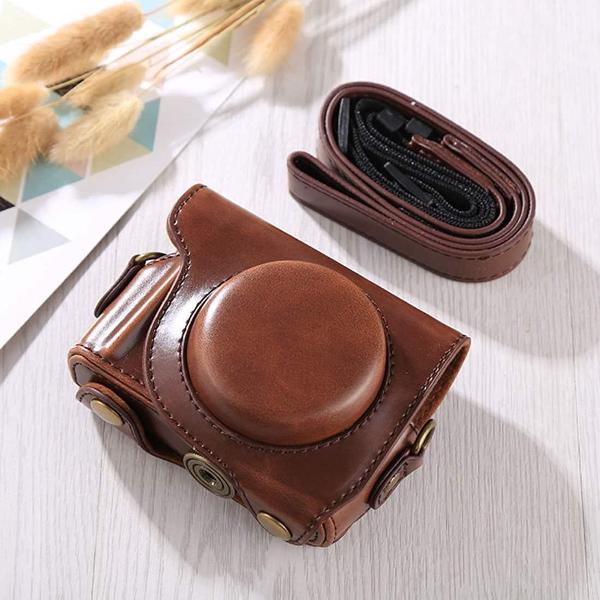 Full Body Camera PU lederen tas tas met riem voor Canon G9X / G9X II (koffie)