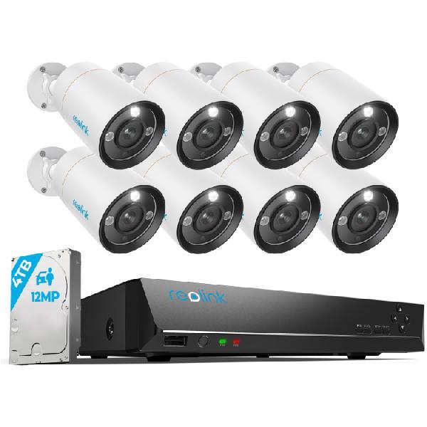 Reolink RLK16-1200B8-A 2.8MM, 12MP PoE beveiligingsset beveiligingscamera 4TB, kleuren nachtzicht